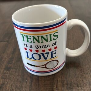 Vintage Papel The Tennis Set A Game Of Love White Ceramic‎ 12oz Coffee Tea Mug